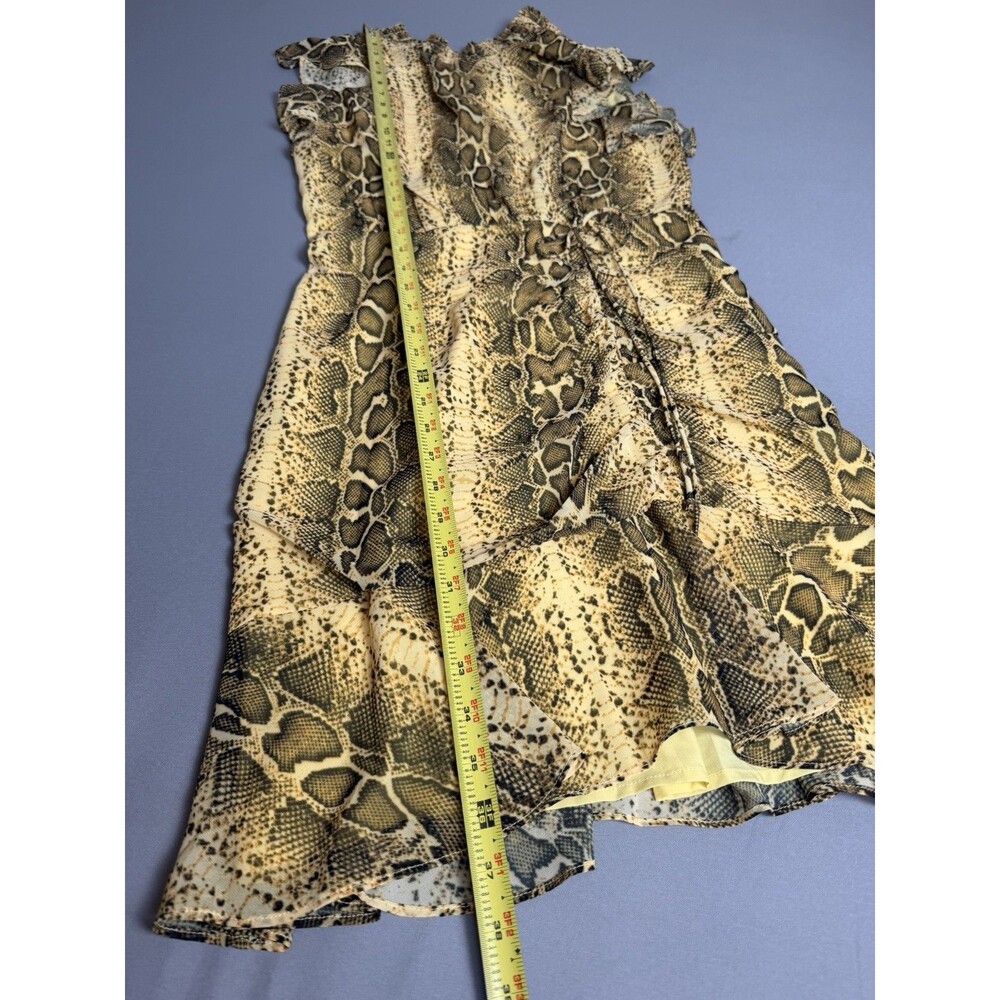 Sam Edelman Snake Print Ruffle Dress Size 10 NWT Yellow Multi - Picture 2 of 16